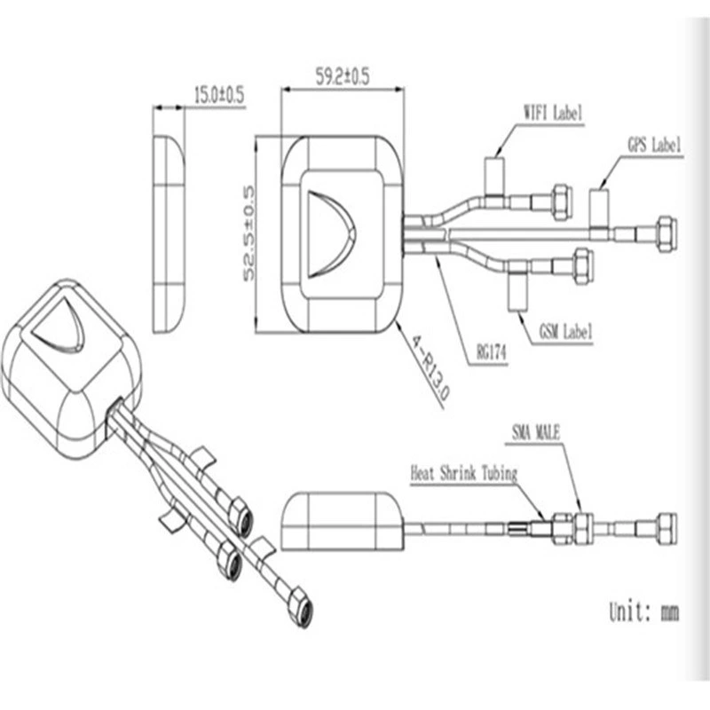 GPS+GSM+WiFi Combo Antenna (SMA/MCX/Fakra or Others Connector)