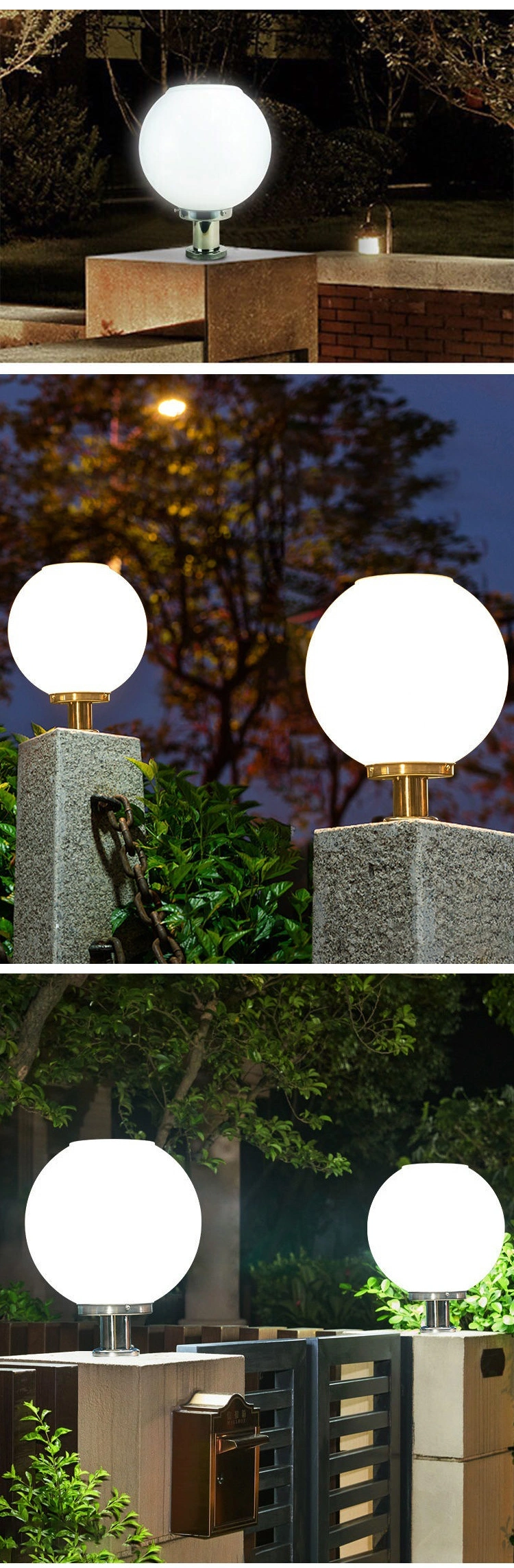 Solar Garden Lights Outdoor Waterproof LED Pillar Lamp Outdoor